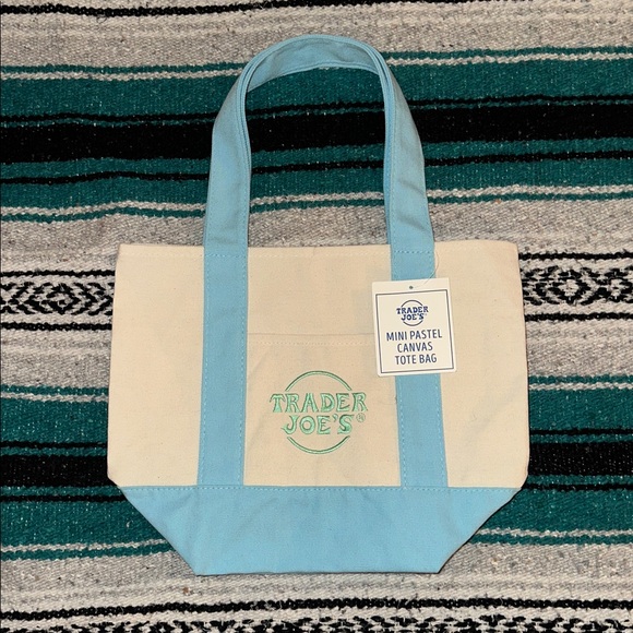 Trader Joe's *NWT* Mini Pastel Canvas Tote Bags, Bundle of 2 - Picture 6 of 11